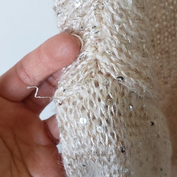H&M Beige Sparkle Cardigan LIKE NEW! size LARGE - Picture 5 of 7